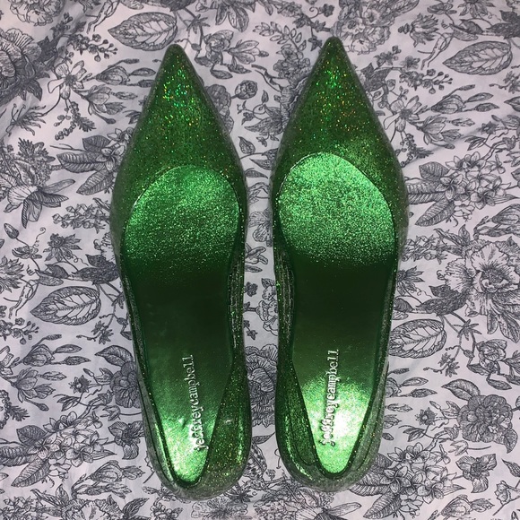 Jeffrey Campbell Green Glitter kitten heels - Picture 1 of 4